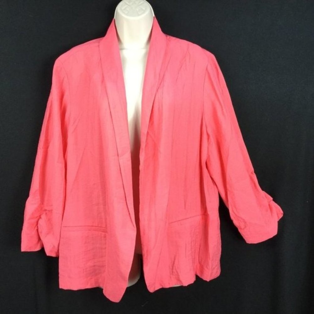 NEW Chicos 3 Coral Pink Open Front Cardigan Jacket